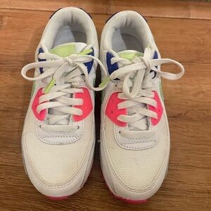 Nike white, purple, green and neon pink air max sneakers​​​​​​​